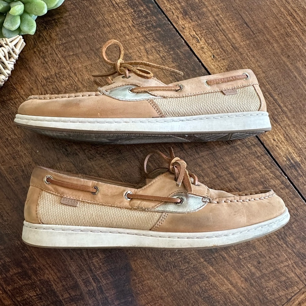Sperry | Coastfish Boat Shoe, Tan & Metallic - Picture 3 of 7